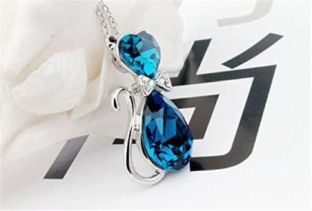 ネット最安値590円★キュービックジルコニア キャットネックレス ブルー < 女性アクセサリー/時計  ネット最安値590円★キュービックジルコニア キャットネックレス ブルー < 女性アクセサリー/時計の