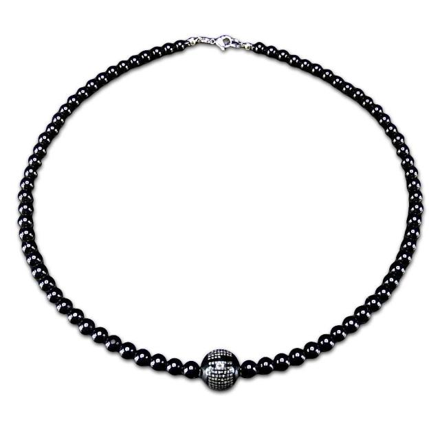 心経彫り銀文字オブシディアン14mm円玉オニキス6mm天然石ネックレス < 女性アクセサリー/時計  心経彫り銀文字オブシディアン14mm円玉オニキス6mm天然石ネックレス  < 女性アクセサリー/時計の