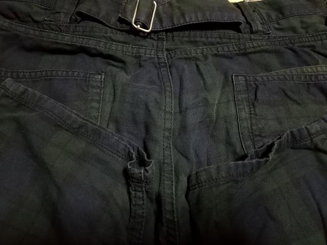 R.NEWBOLDシンチバックチェッククロップドパンツMサイズアールニューボールド緑紺色黒中古 < ブランド  R.NEWBOLDシンチバックチェッククロップドパンツMサイズアールニューボールド緑紺色黒中古 < ブランドの