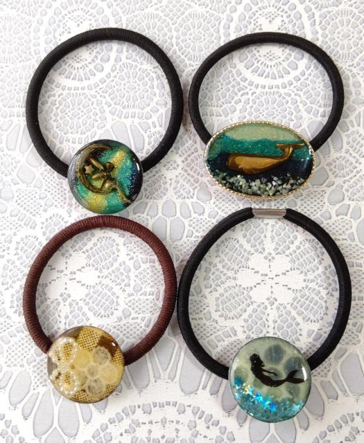 レジンのクジラやマーメイドのヘアゴム4点セット  ハンドメイド < 女性ファッション  レジンのクジラやマーメイドのヘアゴム4点セット  ハンドメイド  < 女性ファッションの