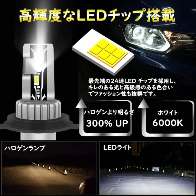 H4 Hi/Lo LEDwbhCg uԋN 6000K zCg  /oCN