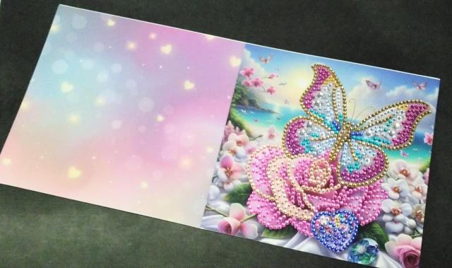 ダイヤモンドアート★グリーティングカードA蝶々と薔薇とハート < インテリア/ライフ  ダイヤモンドアート★グリーティングカードA蝶々と薔薇とハート  < インテリア/ライフの