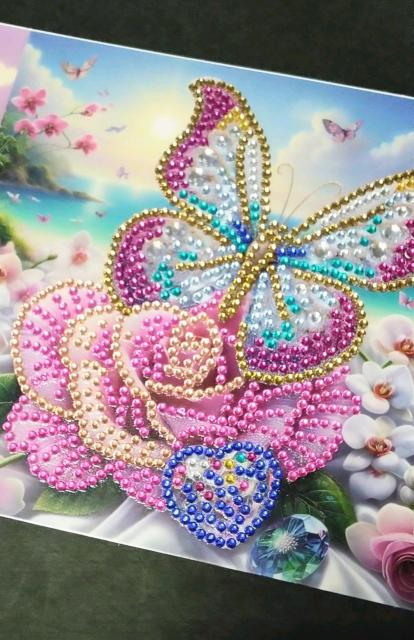 ダイヤモンドアート★グリーティングカードA蝶々と薔薇とハート < インテリア/ライフ  ダイヤモンドアート★グリーティングカードA蝶々と薔薇とハート < インテリア/ライフの