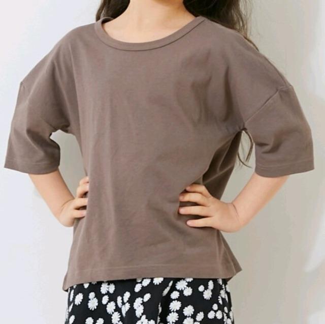 120★綿100%★ビックシルエット5分丈Tシャツ★新品 < キッズ/ベビー  120★綿100%★ビックシルエット5分丈Tシャツ★新品 < キッズ/ベビーの