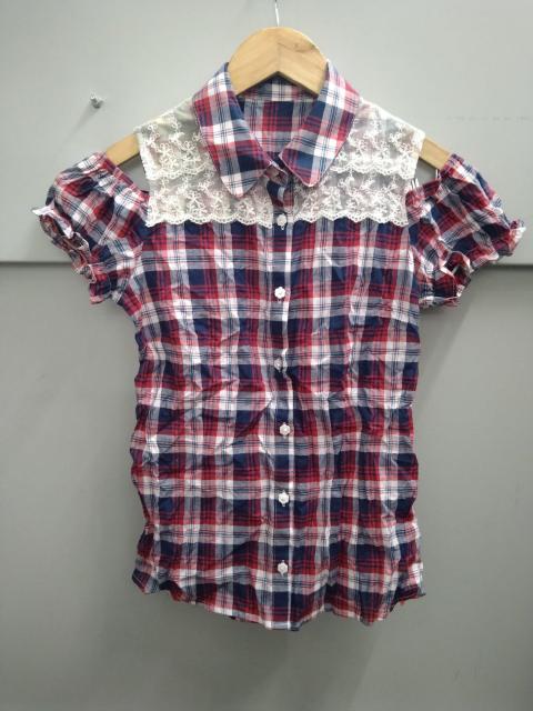 Ank Rouge☆チェック柄肩あき半袖パフスリシャツ < ブランド Ank Rouge☆チェック柄肩あき半袖パフスリシャツ < ブランドの