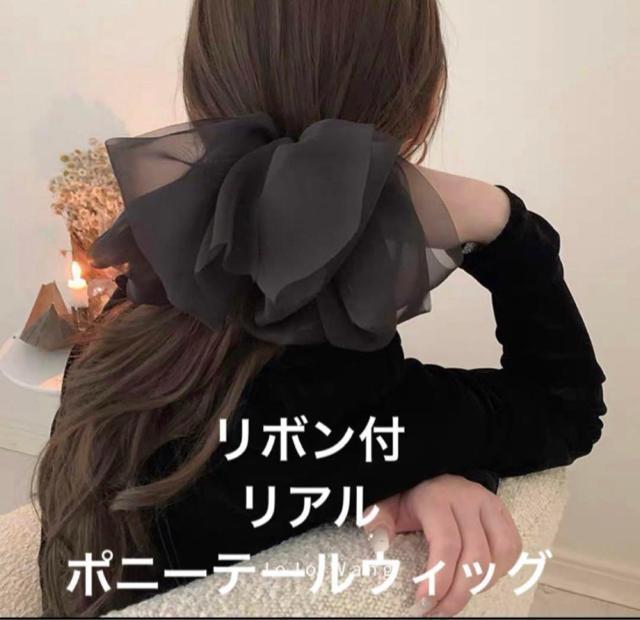 新品未使用クリップ式リボン付ポニーテールウィッグダークブラウン40cm < 女性ファッション 新品未使用クリップ式リボン付ポニーテールウィッグダークブラウン40cm < 女性ファッションの