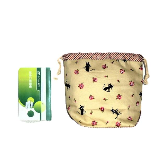 【底マチ幅が広い巾着】◆Coco Land×黒猫・薔薇×赤スト地◆裏地あり巾着 < 女性ファッション 【底マチ幅が広い巾着】◆Coco Land×黒猫・薔薇×赤スト地◆裏地あり巾着 < 女性ファッションの