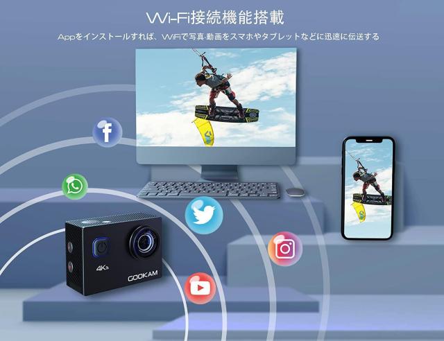 アクションカメラ 4K 30fps 20MP WiFi搭載 40M防水 2.4Gリモコン付き < 家電/AV  アクションカメラ 4K 30fps 20MP WiFi搭載 40M防水 2.4Gリモコン付き < 家電/AVの