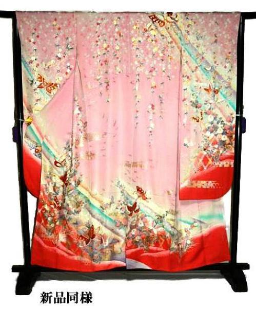 【最高級】 新品同様 暈し染め 金銀彩 金銀駒シシュウ 蝶 レトロモダンで可愛い振袖 身丈157cm 裄丈65cm T3439 < 女性ファッション  【最高級】 新品同様 暈し染め 金銀彩 金銀駒シシュウ 蝶 レトロモダンで可愛い振袖 身丈157cm 裄丈65cm T3439 < 女性ファッションの