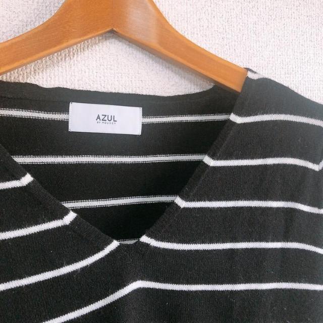 ◆AZUL by moussy/アズール◆ウォッシャブルソフトタッチV/N長袖PO★ブラックボーダーS♪ < ブランド  ◆AZUL by moussy/アズール◆ウォッシャブルソフトタッチV/N長袖PO★ブラックボーダーS♪ < ブランドの