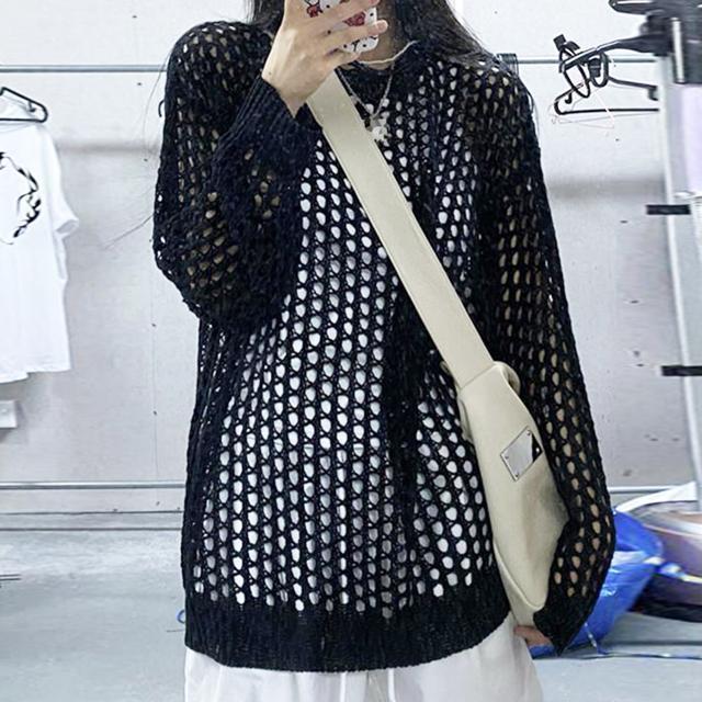 送料無料 新品 メッシュニット 透かし編みトップス 長袖 < 女性ファッション  送料無料 新品 メッシュニット 透かし編みトップス 長袖 < 女性ファッションの