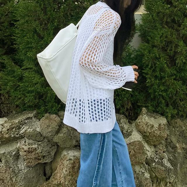 送料無料 新品 メッシュニット 透かし編みトップス 長袖 < 女性ファッション  送料無料 新品 メッシュニット 透かし編みトップス 長袖 < 女性ファッションの