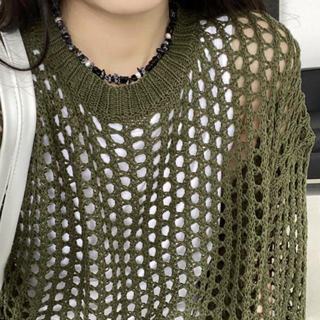 送料無料 新品 メッシュニット 透かし編みトップス 長袖 < 女性ファッション  送料無料 新品 メッシュニット 透かし編みトップス 長袖 < 女性ファッションの