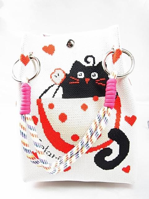 【新品同様・大人可愛い】 メルシースクエア にゃんこバッグ 猫/ハート柄/カラフルハンドル ポリエステル < 香水/コスメ/ネイル 【新品同様・大人可愛い】 メルシースクエア にゃんこバッグ 猫/ハート柄/カラフルハンドル ポリエステル < 香水/コスメ/ネイルの