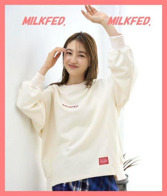 ☆ミルクフェド☆美品♪完売バックロゴオーバーサイズロゴスウェット白☆ < ブランド  ☆ミルクフェド☆美品♪完売バックロゴオーバーサイズロゴスウェット白☆ < ブランドの