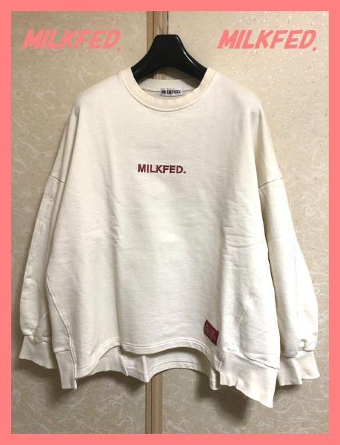 ☆ミルクフェド☆美品♪完売バックロゴオーバーサイズロゴスウェット白☆ < ブランド  ☆ミルクフェド☆美品♪完売バックロゴオーバーサイズロゴスウェット白☆ < ブランドの