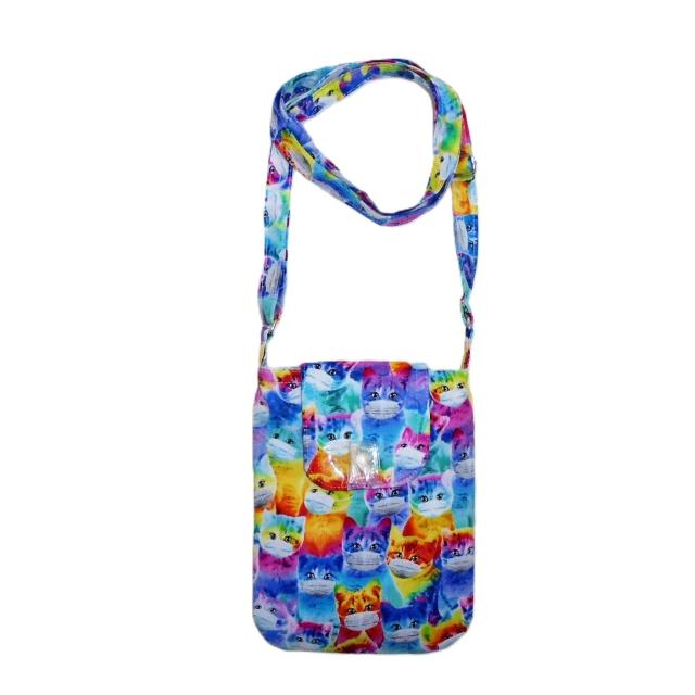 ◆マスクしたカラフルレインボーな猫◆スマホポシェット ショルダー ポーチ < 女性ファッション ◆マスクしたカラフルレインボーな猫◆スマホポシェット ショルダー ポーチ < 女性ファッションの