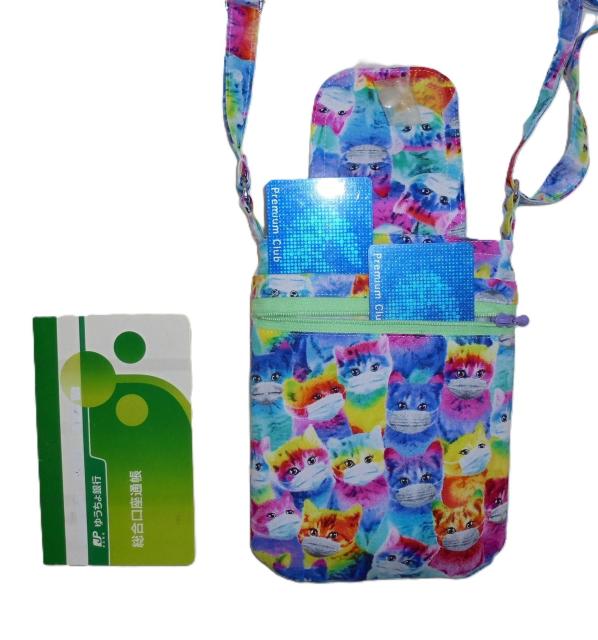 ◆マスクしたカラフルレインボーな猫◆スマホポシェット ショルダー ポーチ < 女性ファッション ◆マスクしたカラフルレインボーな猫◆スマホポシェット ショルダー ポーチ < 女性ファッションの