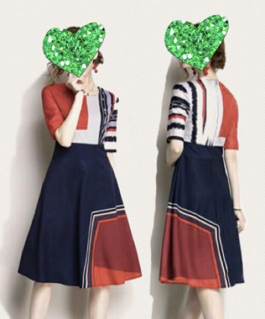 デートお呼ばれパーティー〓切替柄ワンピースドレス(L)新品〓 < 女性ファッション デートお呼ばれパーティー〓切替柄ワンピースドレス(L)新品〓 < 女性ファッションの
