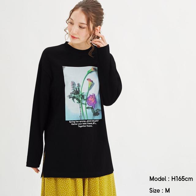 GUグラフィックロングスリーブT(長袖)B サイズXL ブラック 黒 < ブランド  GUグラフィックロングスリーブT(長袖)B サイズXL ブラック 黒  < ブランドの