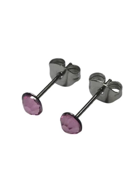 2個1セット 幅4mm ラインストーン スタッドピアス ライトピンク 両耳用 ステンレス アクリル製 シンプル つけっぱなしOK < 女性アクセサリー/時計  2個1セット 幅4mm ラインストーン スタッドピアス ライトピンク 両耳用 ステンレス アクリル製 シンプル つけっぱなしOK  < 女性アクセサリー/時計の