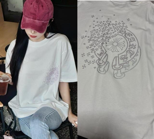 キラキララインストーン付き 十字架柄 ゆったりtシャツ  ロング丈 ホワイト 大きいサイズ < 女性ファッション  キラキララインストーン付き 十字架柄 ゆったりtシャツ  ロング丈 ホワイト 大きいサイズ  < 女性ファッションの