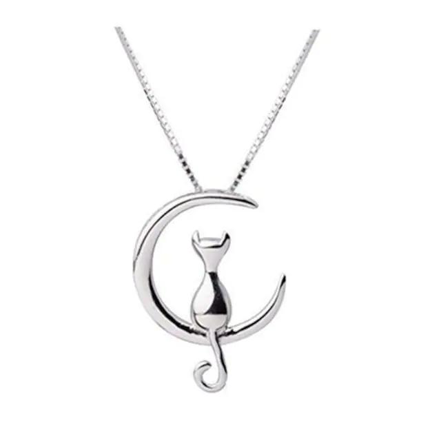 爆ヤス290円★猫好き★超人気 銀メッキネックレス 月 可愛い猫 シルバー < 女性アクセサリー/時計  爆ヤス290円★猫好き★超人気 銀メッキネックレス 月 可愛い猫 シルバー < 女性アクセサリー/時計の