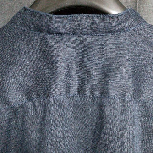 無印良品 リネンスタンドカラーシャツ L ダークネイビー < 男性ファッション  無印良品 リネンスタンドカラーシャツ L ダークネイビー < 男性ファッションの