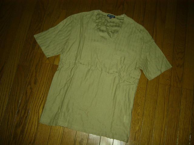 新品 ABAHOUSE アバハウス カットソー 44 メッシュストライプ Vネック Tシャツ < ブランド 新品 ABAHOUSE アバハウス カットソー 44 メッシュストライプ Vネック Tシャツ < ブランドの