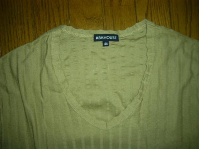 新品 ABAHOUSE アバハウス カットソー 44 メッシュストライプ Vネック Tシャツ < ブランド 新品 ABAHOUSE アバハウス カットソー 44 メッシュストライプ Vネック Tシャツ < ブランドの