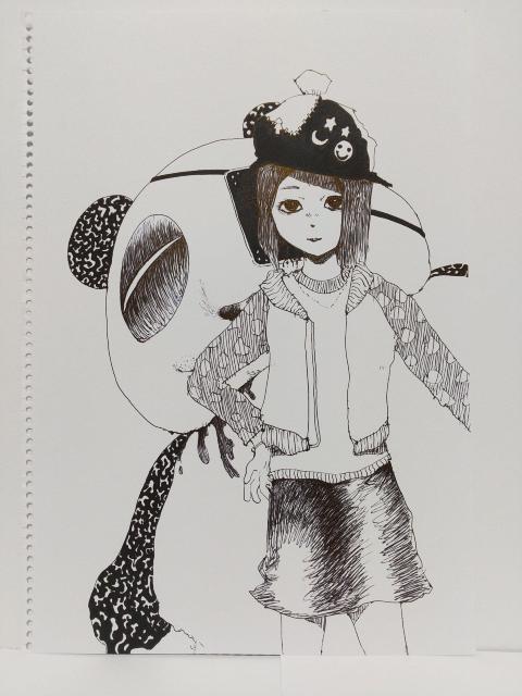 オリジナルイラスト 手描きイラスト 熔けパンダと女の子 ハンドメイド 絵 原画 アナログ アート モノクロ インテリア 自作 白黒 < アニメ/コミック/キャラクター  オリジナルイラスト 手描きイラスト 熔けパンダと女の子 ハンドメイド 絵 原画 アナログ アート モノクロ インテリア 自作 白黒  < アニメ/コミック/キャラクターの
