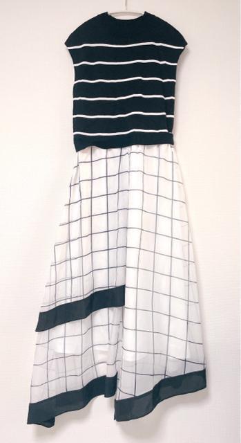 GRACECONTINENTALDiagram切替フレアニットワンピースグレースコンチネンタルダイアグラムボーダーフレンチスリーブ < ブランド GRACECONTINENTALDiagram切替フレアニットワンピースグレースコンチネンタルダイアグラムボーダーフレンチスリーブ < ブランドの