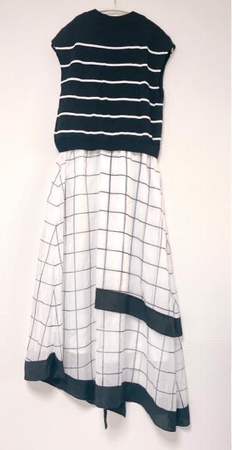 GRACECONTINENTALDiagram切替フレアニットワンピースグレースコンチネンタルダイアグラムボーダーフレンチスリーブ < ブランド GRACECONTINENTALDiagram切替フレアニットワンピースグレースコンチネンタルダイアグラムボーダーフレンチスリーブ < ブランドの