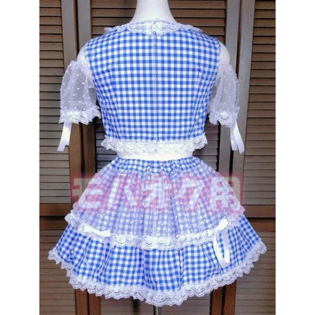 アイドル衣装 ギンガムチェック 青色×白 水玉 編み上げリボン ハンドメイド オリジナル コスプレ衣装 コンカフェ 地下アイドル < 女性ファッション アイドル衣装 ギンガムチェック 青色×白 水玉 編み上げリボン ハンドメイド オリジナル コスプレ衣装 コンカフェ 地下アイドル < 女性ファッションの