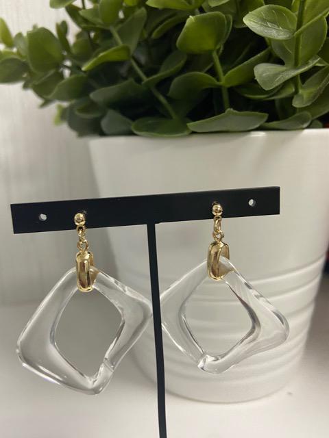 イヤリングに変更可能 ハンドメイド アクリル スクエアのピアス  < 女性ファッション  イヤリングに変更可能 ハンドメイド アクリル スクエアのピアス   < 女性ファッションの