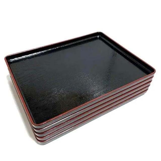 【used】木目角盆 黒/33.3×25.9cm/和食/正月/お節料理 < インテリア/ライフ  【used】木目角盆 黒/33.3×25.9cm/和食/正月/お節料理 < インテリア/ライフの