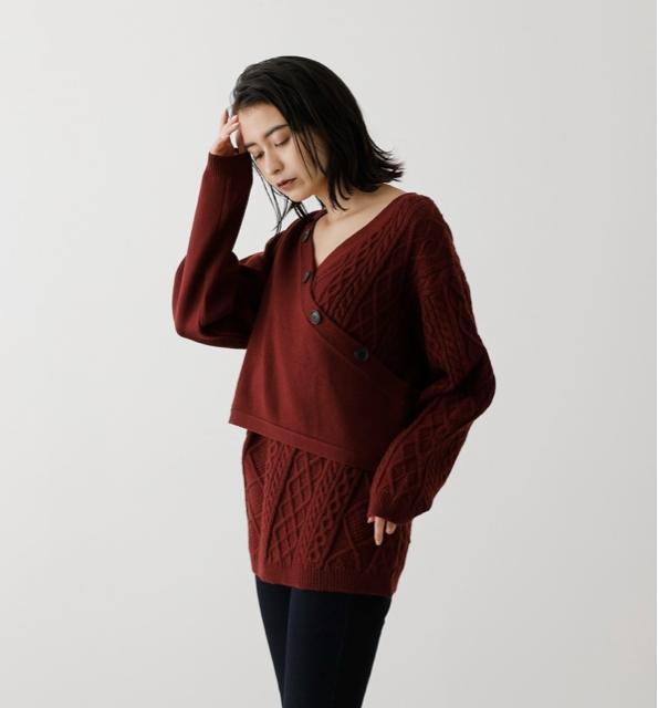 新品☆AZUL by moussy(アズールバイマウジー)2WAYカシュクールケーブルミックスニット☆ < ブランド 新品☆AZUL by moussy(アズールバイマウジー)2WAYカシュクールケーブルミックスニット☆ < ブランドの