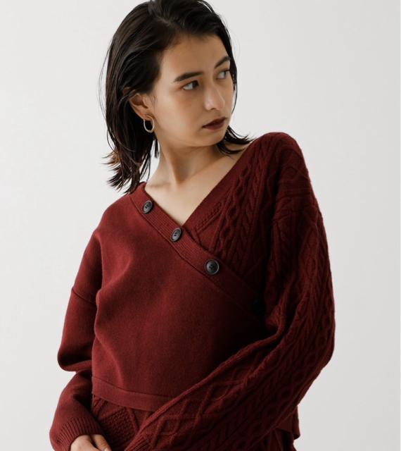 新品☆AZUL by moussy(アズールバイマウジー)2WAYカシュクールケーブルミックスニット☆ < ブランド 新品☆AZUL by moussy(アズールバイマウジー)2WAYカシュクールケーブルミックスニット☆ < ブランドの