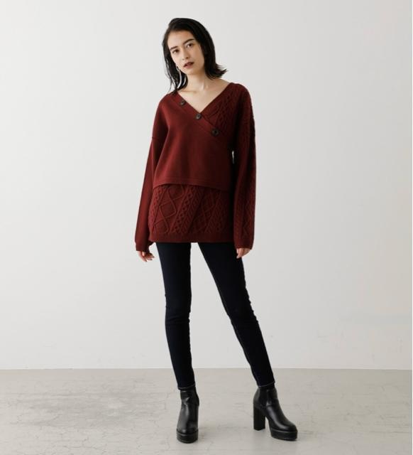 新品☆AZUL by moussy(アズールバイマウジー)2WAYカシュクールケーブルミックスニット☆ < ブランド 新品☆AZUL by moussy(アズールバイマウジー)2WAYカシュクールケーブルミックスニット☆ < ブランドの