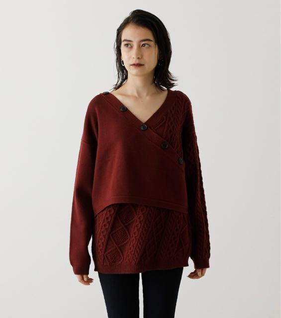 新品☆AZUL by moussy(アズールバイマウジー)2WAYカシュクールケーブルミックスニット☆ < ブランド 新品☆AZUL by moussy(アズールバイマウジー)2WAYカシュクールケーブルミックスニット☆ < ブランドの