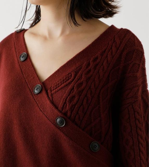 新品☆AZUL by moussy(アズールバイマウジー)2WAYカシュクールケーブルミックスニット☆ < ブランド 新品☆AZUL by moussy(アズールバイマウジー)2WAYカシュクールケーブルミックスニット☆ < ブランドの