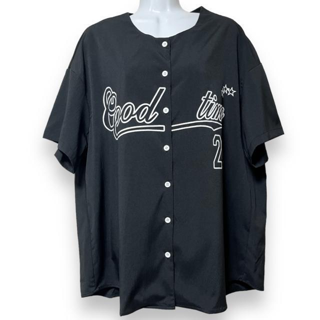 【新品/SHEIN/L】スポーティー☆ベースボールシャツ/ブラック < 女性ファッション  【新品/SHEIN/L】スポーティー☆ベースボールシャツ/ブラック < 女性ファッションの
