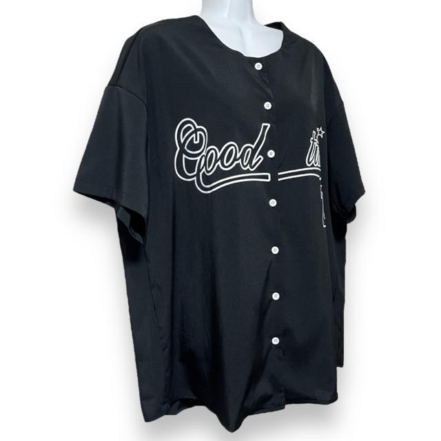 【新品/SHEIN/L】スポーティー☆ベースボールシャツ/ブラック < 女性ファッション  【新品/SHEIN/L】スポーティー☆ベースボールシャツ/ブラック < 女性ファッションの