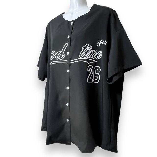 【新品/SHEIN/L】スポーティー☆ベースボールシャツ/ブラック < 女性ファッション  【新品/SHEIN/L】スポーティー☆ベースボールシャツ/ブラック < 女性ファッションの