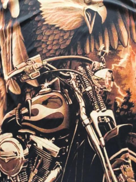 超お買い得790円★メンズTシャツ、3Dホワイトイーグル&モーターサイクルプリント、半袖 USAサイズM(日本サイズXL相当) < 男性ファッション  超お買い得790円★メンズTシャツ、3Dホワイトイーグル&モーターサイクルプリント、半袖 USAサイズM(日本サイズXL相当) < 男性ファッションの