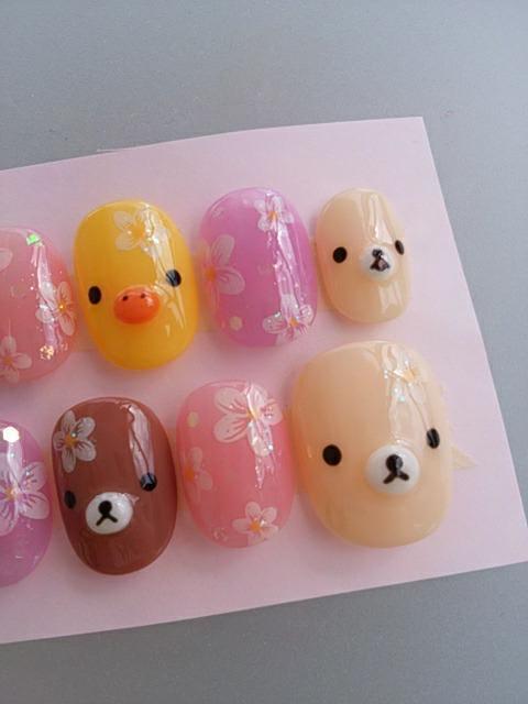 売り切りsale☆ジェルネイル.くま&ヒヨコフェイス.プルメリア.ショート < 香水/コスメ/ネイル  売り切りsale☆ジェルネイル.くま&ヒヨコフェイス.プルメリア.ショート < 香水/コスメ/ネイルの