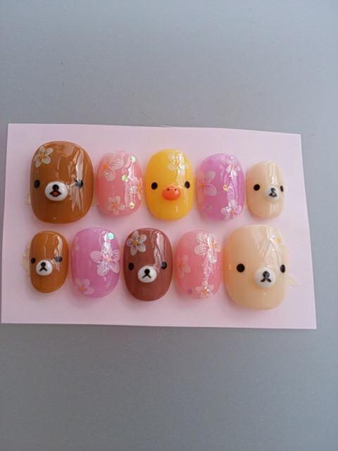 売り切りsale☆ジェルネイル.くま&ヒヨコフェイス.プルメリア.ショート < 香水/コスメ/ネイル  売り切りsale☆ジェルネイル.くま&ヒヨコフェイス.プルメリア.ショート < 香水/コスメ/ネイルの