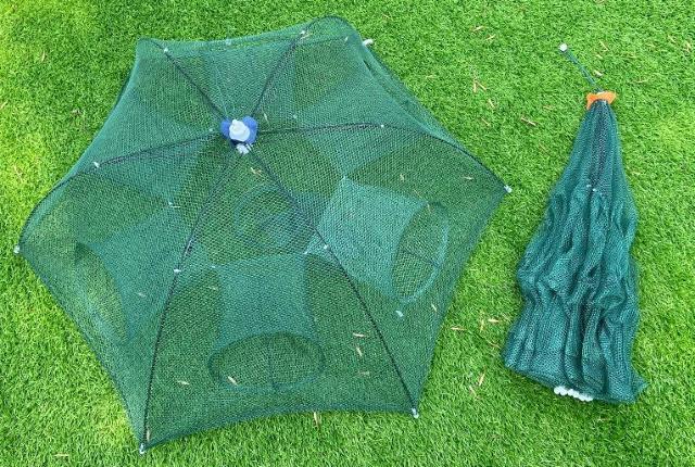 ネットケージ 9穴 折りたたみ 傘形 エビ カニ 魚かご 捕り網 < レジャー/スポーツ ネットケージ 9穴 折りたたみ 傘形 エビ カニ 魚かご 捕り網 < レジャー/スポーツの