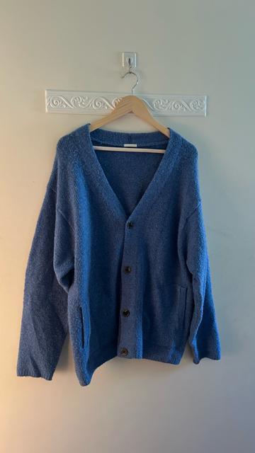 GU ジーユー メンズ ユニセックス ブラッシュドヤーンカーディガン ニットカーディガン 長袖 ブルー 青 L < ブランド  GU ジーユー メンズ ユニセックス ブラッシュドヤーンカーディガン ニットカーディガン 長袖 ブルー 青 L < ブランドの