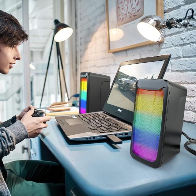 PCスピーカー Bluetooth  ゲーミング スピーカー USB 給電 AUX リア モニター LEDライト付き < 家電/AV  PCスピーカー Bluetooth  ゲーミング スピーカー USB 給電 AUX リア モニター LEDライト付き < 家電/AVの